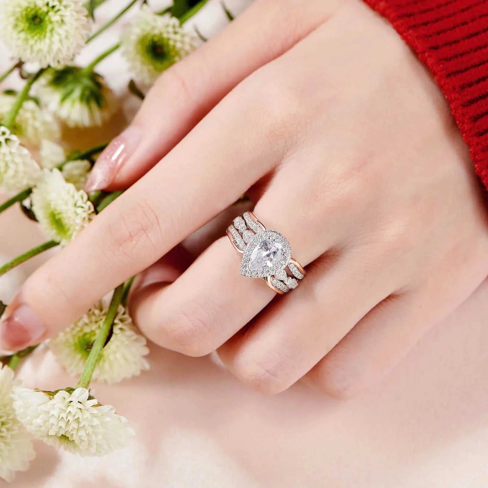 Newshe Genuine 925 Sterling Silver Romantic Rose Gold Guard Enhancer Rings for Engagement Cubic Zircon Wedding Band Jewelry The jack market .AU The jack market .AU Jewellery & Chains $ 116 200000369:200000289;200007763:201336100