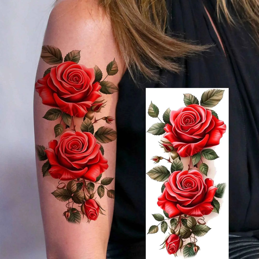 1 Sheet Flying Birds Flowers Book Temporary Tattoos For Women Waterproof Realistic Floral Animals Fake Tattoo Sticker Last Long