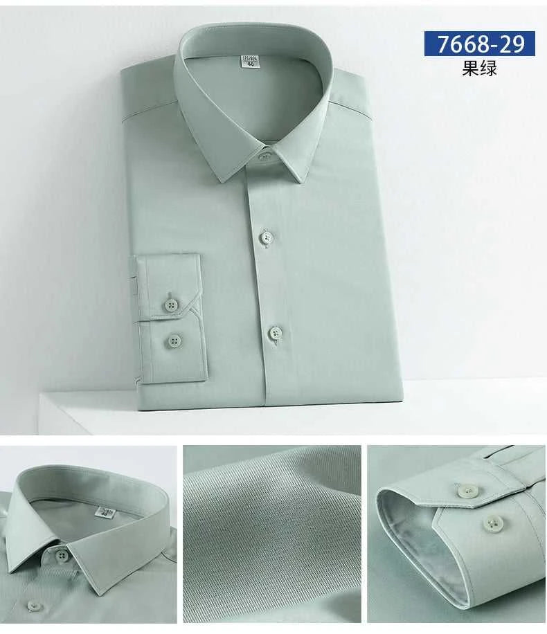 New Spring and Autumn Social Dress Ice Silk Long Sleeve Men's Shirt Business No Iron Casual Fit Pure White High Quality The jack market .AU The jack market .AU Men Fashion $ 41 14:771#21;5:100013888