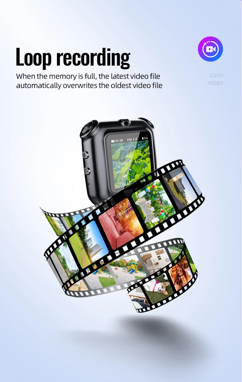 4-256GB Mini Clip Digital Camera Video Photo Audio Voice Recorder with Screen 1080P Bodycam Cam Smart Loop Recording Camcorder