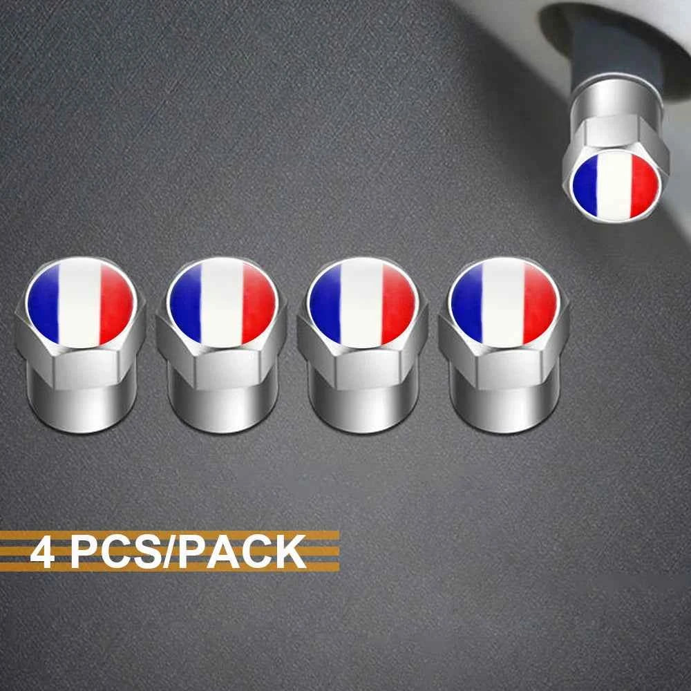 4PCS France Flag Car Wheel Air Cover Dust Proof Car Air Valve Stem Caps for Peugeot Citroen Opel Renault
