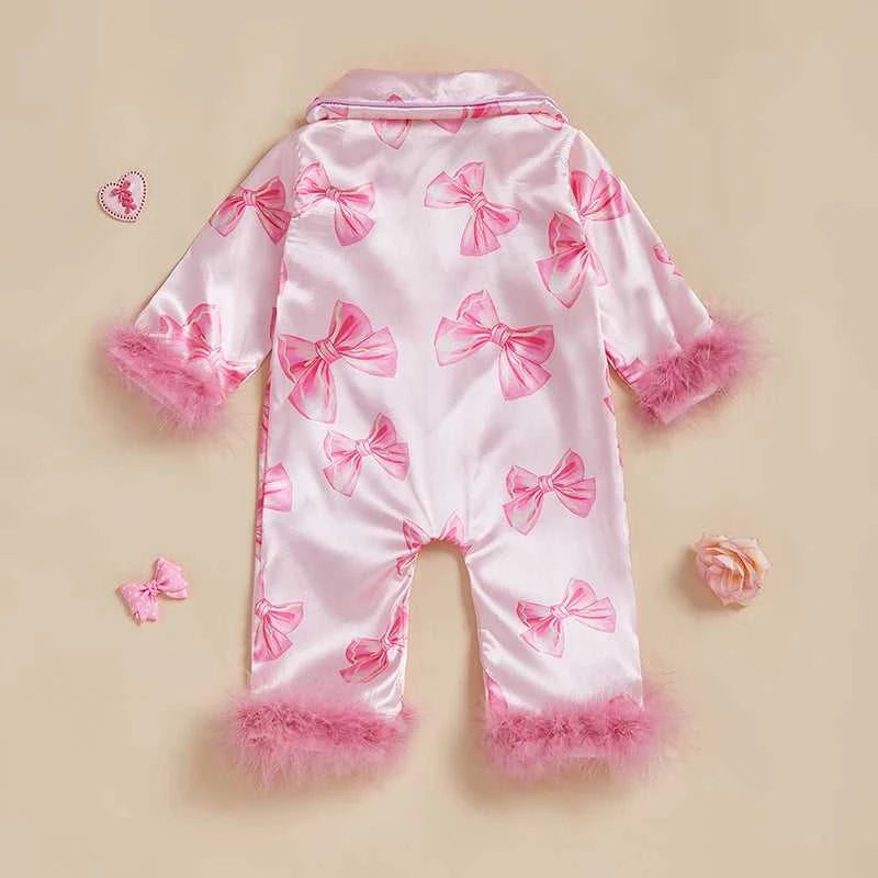 Baby Girls Pajamas Long Sleeve Bow Print Furry Patchwork Button Closure Jumpsuit Sleepwear Loungewear The jack market .AU The jack market .AU Mum & Kids: Essential Products for Every Family $ 36 14:173;200000463:200661897#12-18M