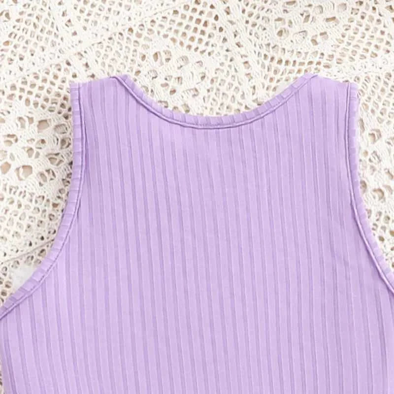 2024 Summer Girls Purple Sleeveless Vest Dress Preppy Style Outifits Holiday Vacation Party Daily Casual Cute Sporty style