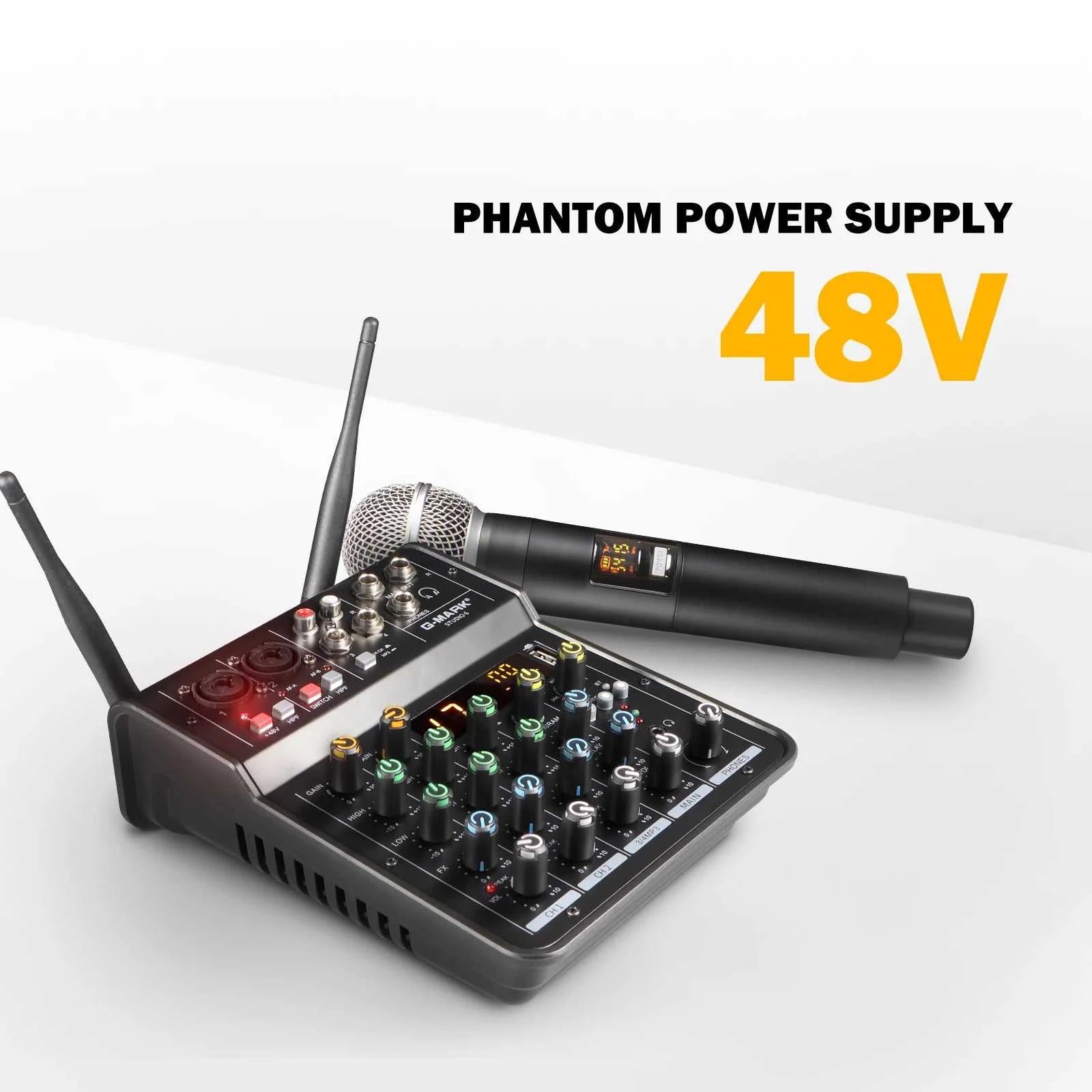 Audio Sound Mixer with Microphone G-MARK Studio 6 Bluetooth Portable DJ Console+48V USB Interface Mixing Boards For Live The jack market .AU The jack market .AU Accessories Electronics $ 115 <none>