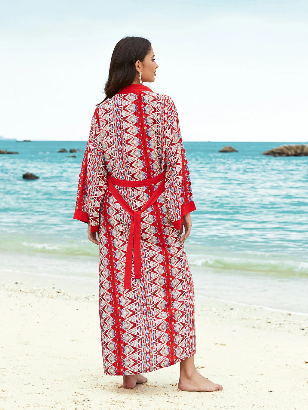 2026 Women's Kaftan Beach Cover-Up Dress - Stylish Long Tunic for Summer Bikinis & Beachwear