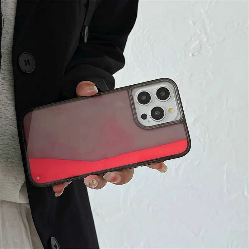 Luminous Quicksand Case for iPhone 15/16/17 Pro Max - Glow-in-the-Dark Luxury Shell with Shiny Sparkles