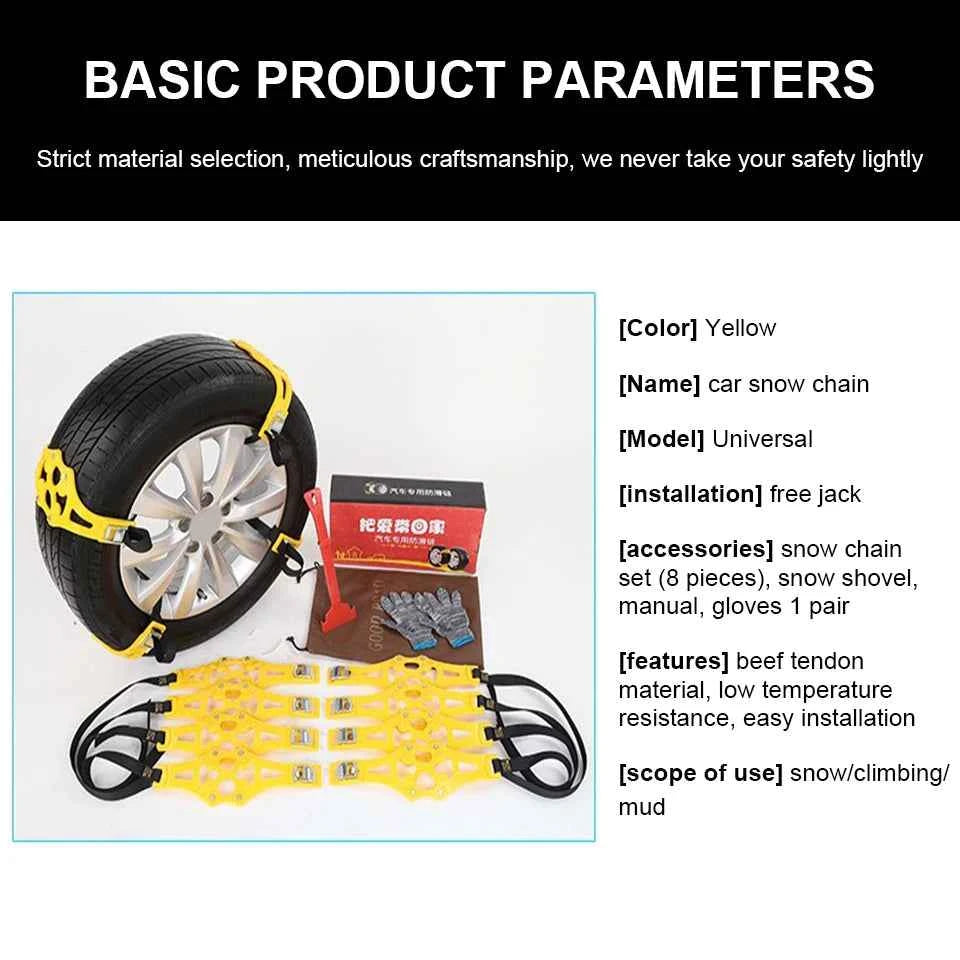 Car Snow Chains Universal Easy Install Tire Anti-Slip Chains for SUV Sedan Ice Snow Muddy Road Durable Emergency Traction Chains