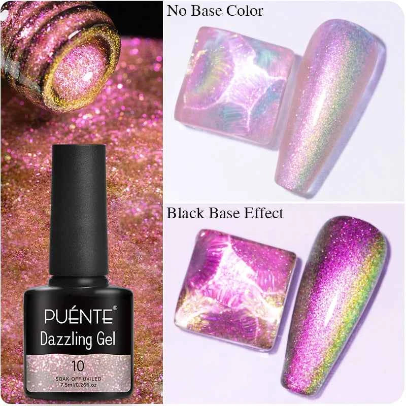 PUENTE Cat Eye Magnetic Gel Nail Polish - Vibrant Starry Galaxy Effect, Soak Off UV, 7.5ML