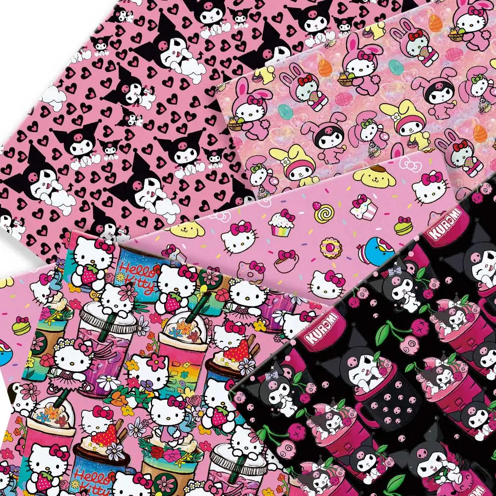 Hello Kitty 140x50CM Cartoon Polyester cotton fabric Patchwork Tissue Kid Home Textile Sewing Doll Dress Curtain cotton Fabric