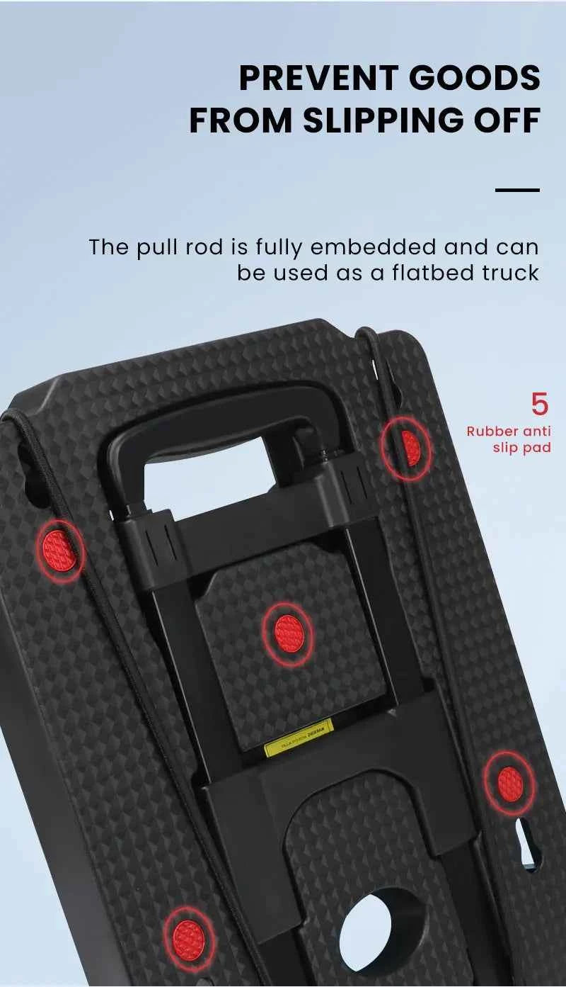AIRAJ Heavy-Duty Folding Hand Truck - 110lbs Capacity, 4-Wheel Dolly with Ropes for Effortless Moving