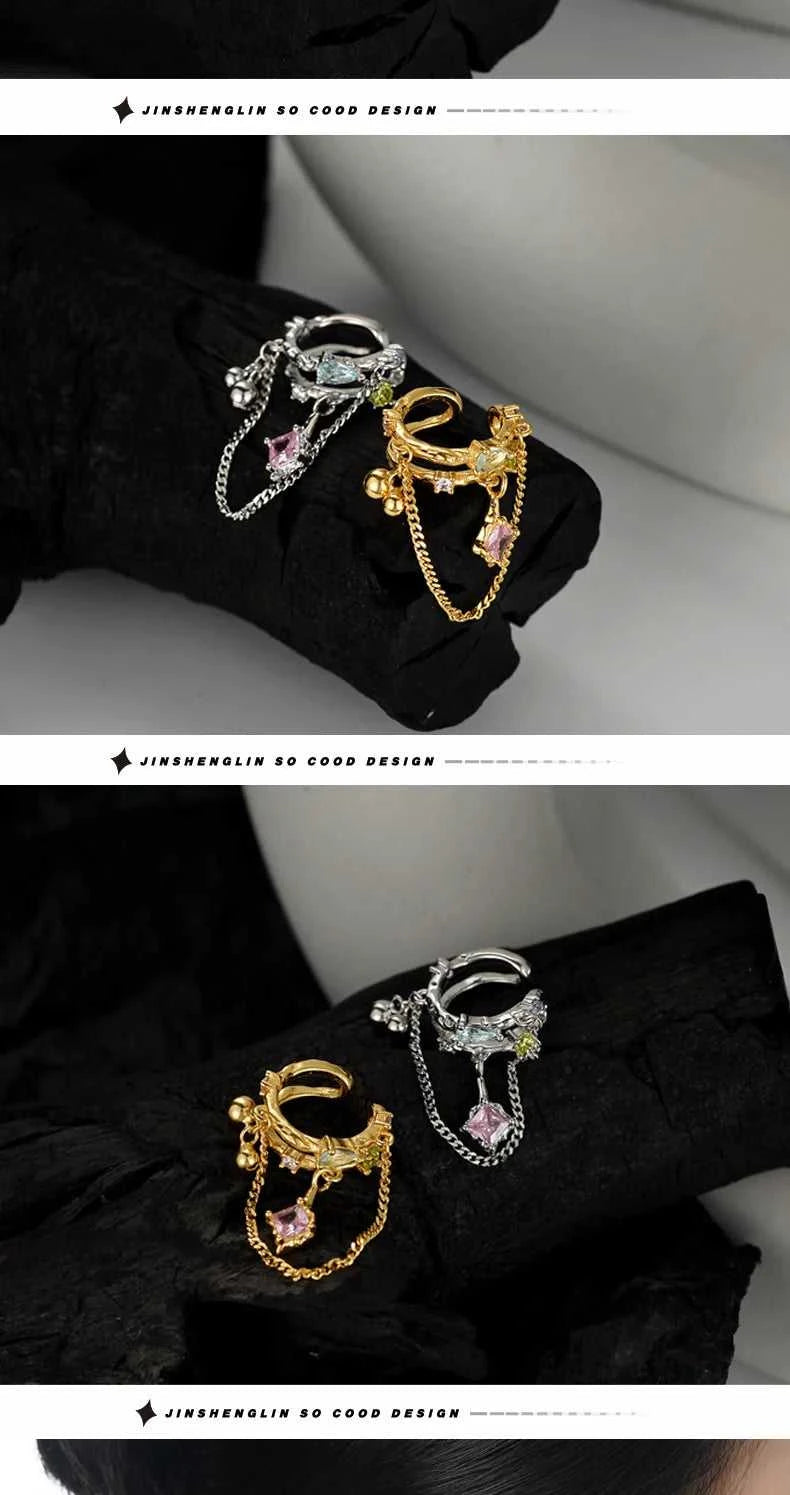 F.I.N.S 1PC Trend S925 Sterling Silver Clip Earrings without Ear Hole Layered Bead Ball Square Zircon Chain Pendants Earcuff The jack market .AU The jack market .AU Jewellery & Chains $ 108 200001034:5740#1PC Gold E5224
