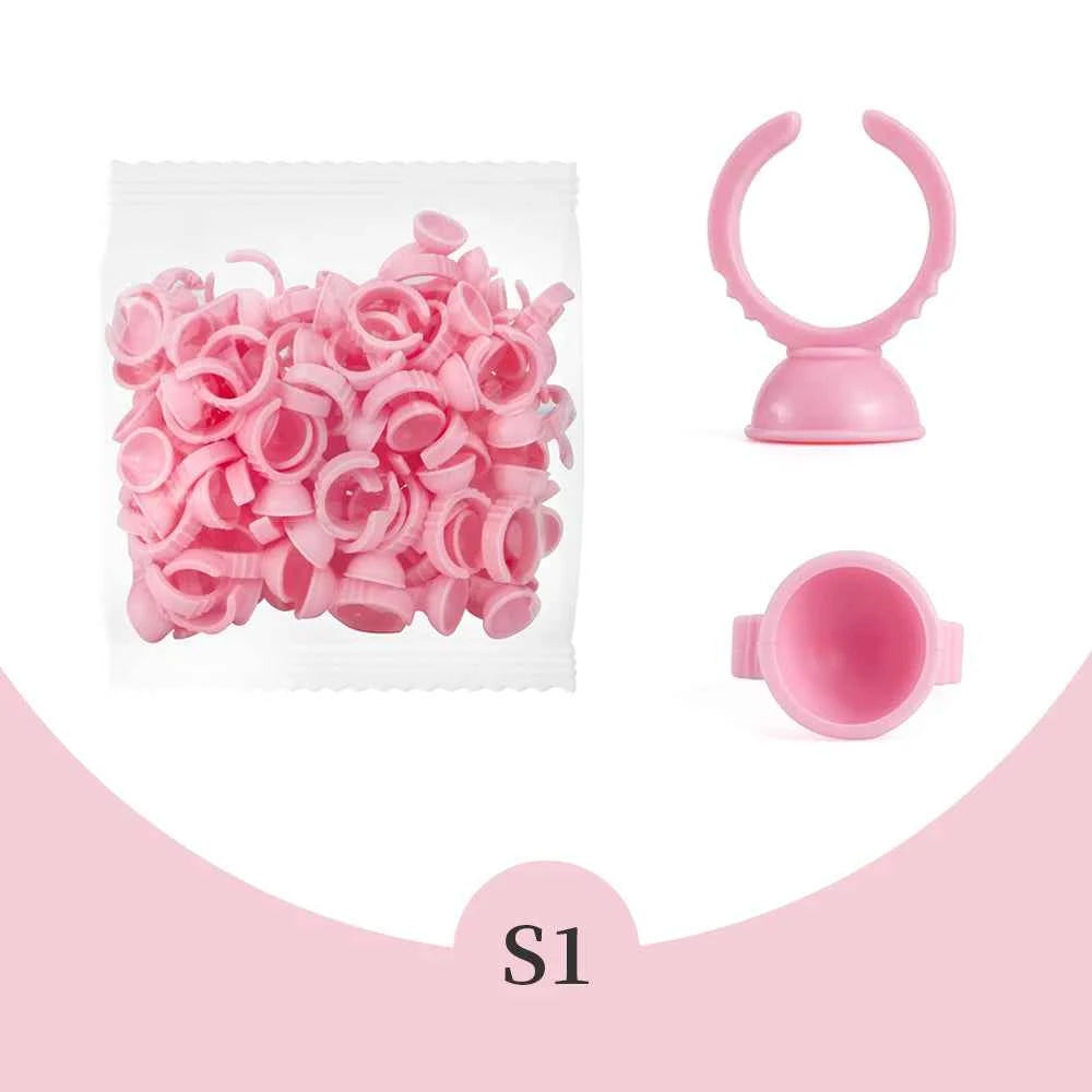GLAMLASH Disposable Eyelash Extension Glue Rings - 100 Pcs for Effortless Application & Precision Pigment Holding