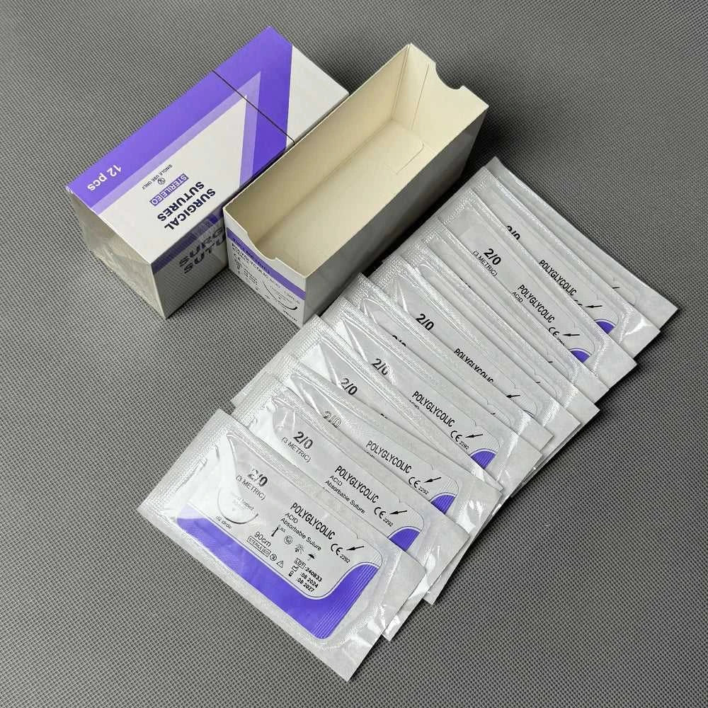 Absorbable Suture Thread Pet Dog PGA Veterinary Surgical Sutures With Needle Polyglycolic Acid Sterile Animal Pet Use 90cm 1box The jack market .AU The jack market .AU Home $ 37 14:175#1(4METRIC)