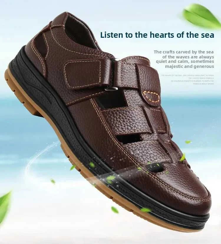 Men's Genuine Leather Sandals Breathable Summer Casual Shoes Soft Bottom Anti-Slip Hollow out Design Comfortable Dad Shoes The jack market .AU The jack market .AU Step Up Your Style: Trendy Shoes for Every Occasion! $ 74 14:193;200000124:200000364
