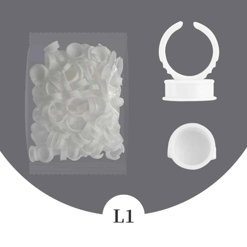 GLAMLASH Disposable Eyelash Extension Glue Rings - 100 Pcs for Effortless Application & Precision Pigment Holding