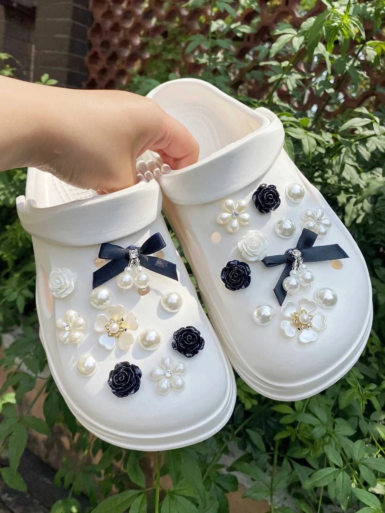 22 pieces of black ABS pearl bow, black rose, white diamond flower, rose, ABS pearl shoe buckle DIY decoration, multi-functional The jack market .AU The jack market .AU Step Up Your Style: Trendy Shoes for Every Occasion! $ 50 14:193#ABSheizzhdjie-22