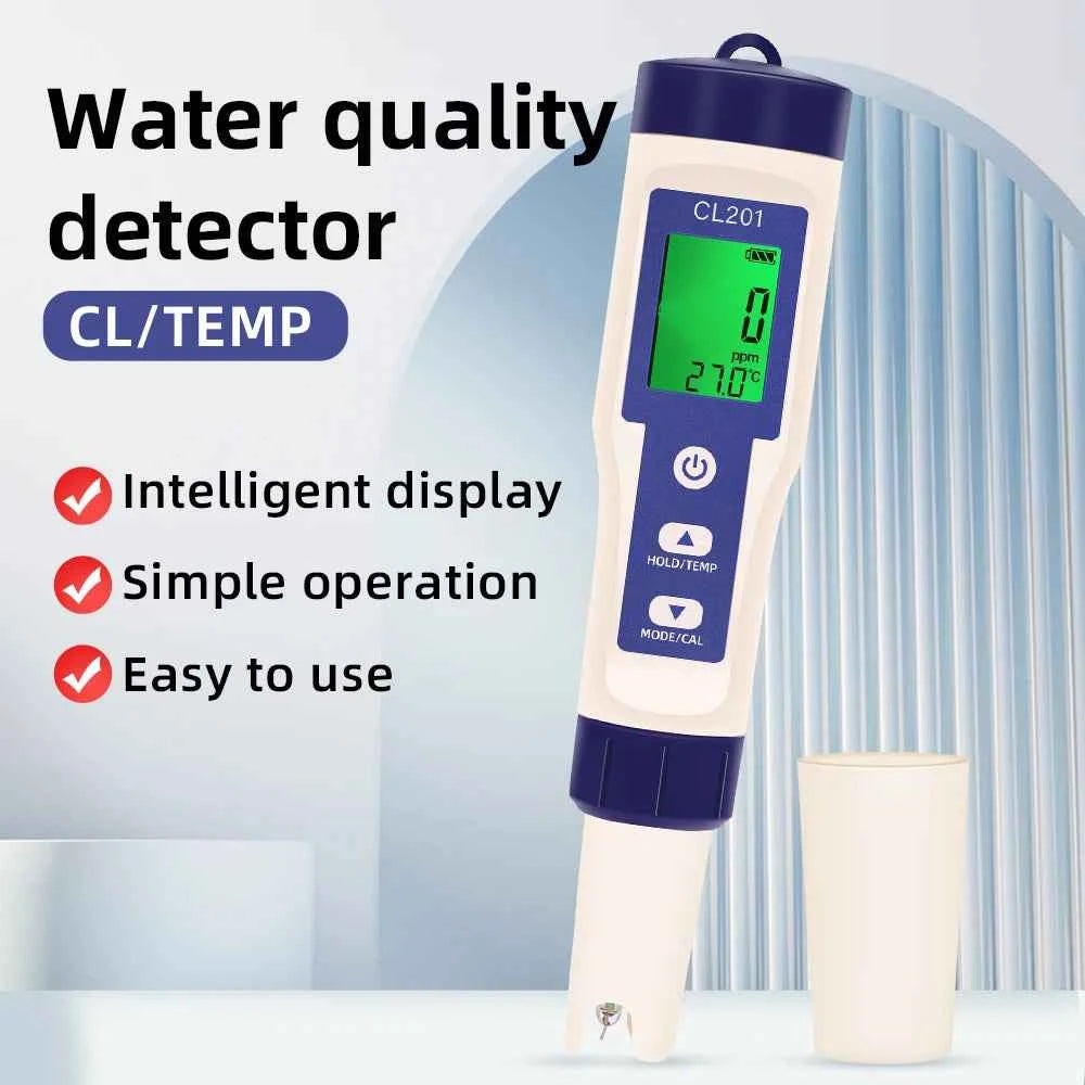 Multifunctional Chlorine Testing Pen 2/3/4/5 in 1 Water Quality Tester CL2 TEMP pH H2 ORP Measuring For Aquarium Swimming Pool