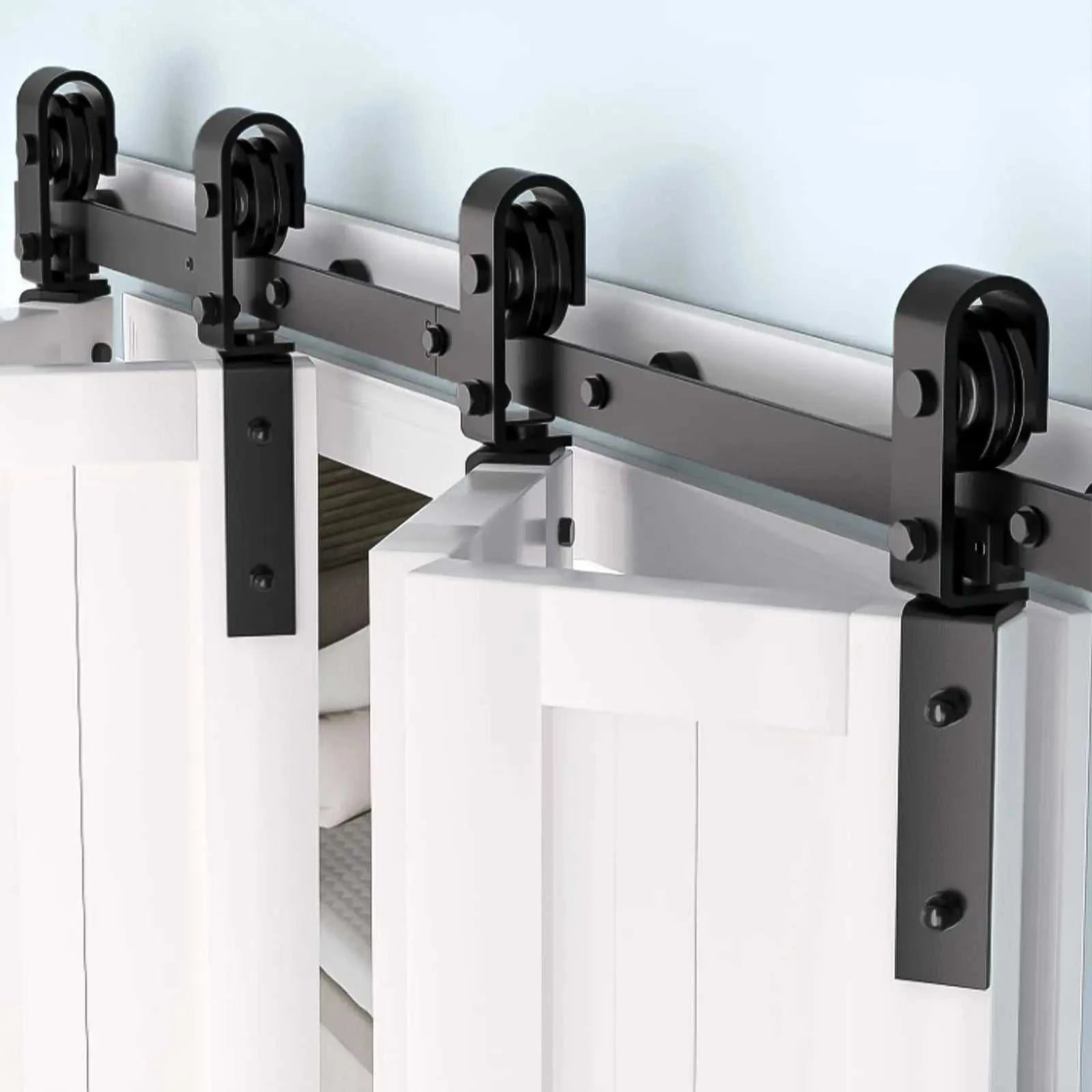 Heavy Duty Bi-Folding Sliding Barn Door Hardware Kit Quiet Side-Mounted Roller – 2/4 Bifold Doors For Closet Laundry Bedroom The jack market .AU The jack market .AU Home $ 150 14:350850#72in for 4 Doors;200007763:201336101