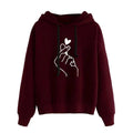 Autumn Fleece Hoodie Solid Color Finger Heart Hooded Korean Fashion Sweatshirts Long Sleeve Top Drawstring Pockets Loose Hoodies The jack market .AU The jack market .AU $ 56 14:365458#Wine Red;5:4182