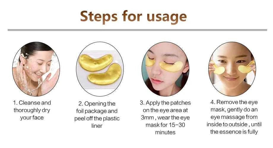 Gold Collagen Eye Masks - Revitalize, Hydrate & Erase Dark Circles & Puffiness