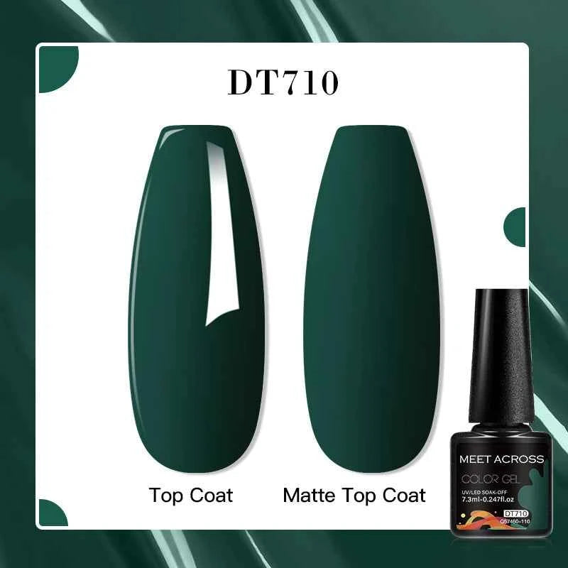 MEET ACROSS 7.3ml Gel Nail Polish Vernis Summer Simple Green Series UV Gel Nail Varnish Semi Permanent Nail Art Manicure
