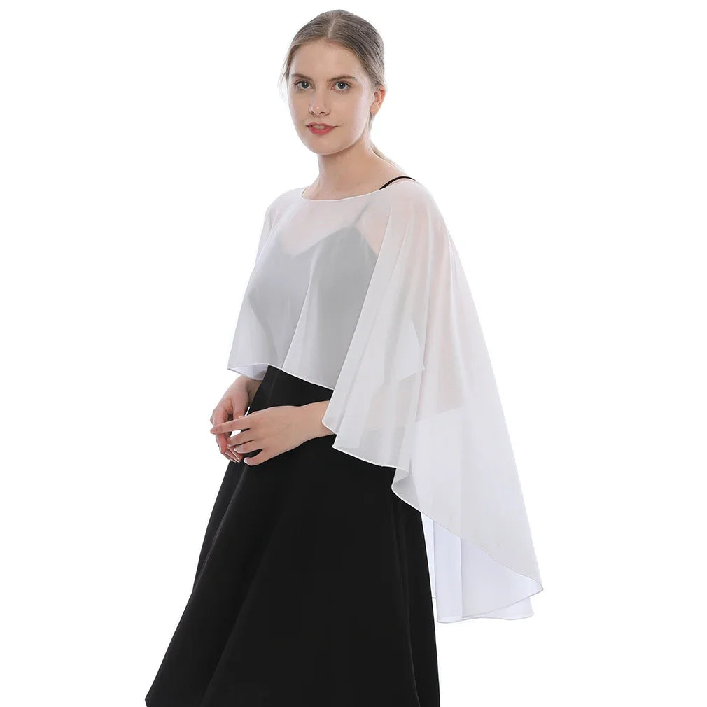 Women Chiffon Capes Shawl Ladies Evening Wedding Party Capes Shrug Ladies Bridal Lightweight Long Shawl and Wraps Dress Cover Up