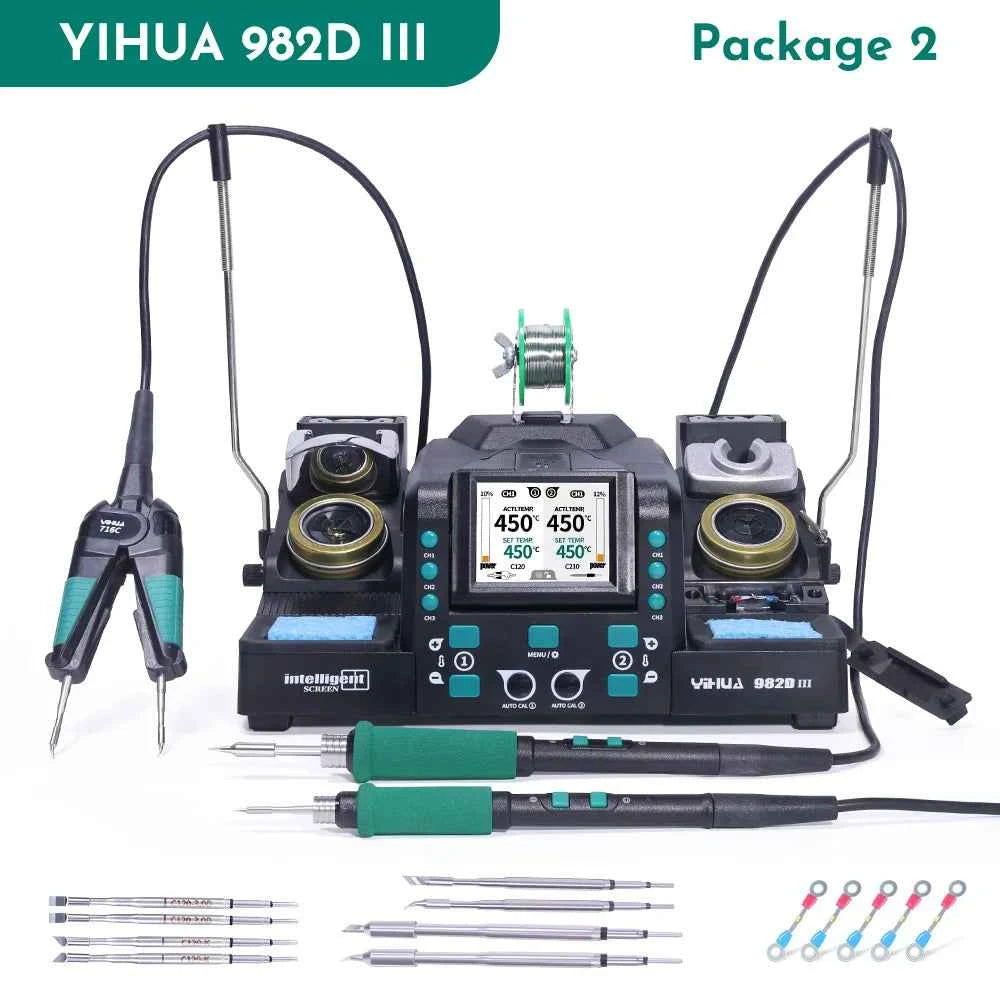 YIHUA 982D-III Precision Tweezers Soldering Iron C210 Station for SMT SMD Micro Component Rework Station with Auto Calibration