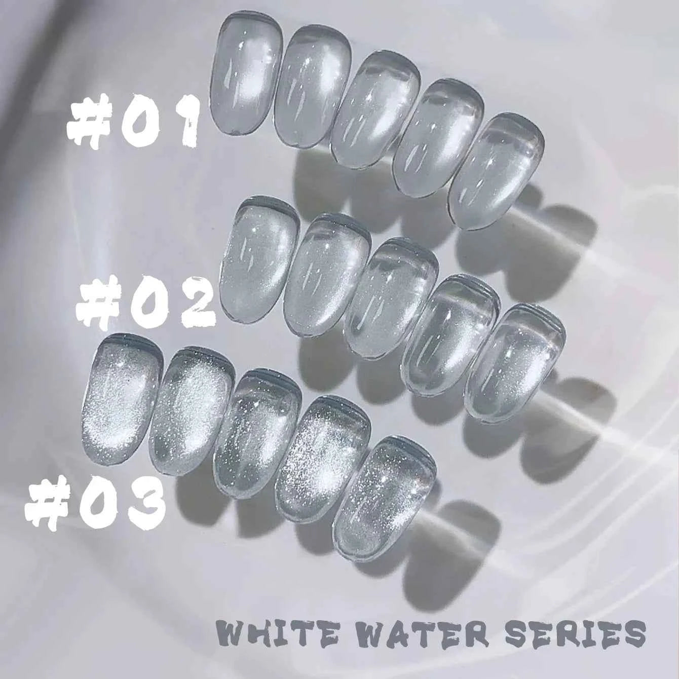 10ML 1-8pcs 2026 New Style Clear Universal White Glass Beads Cat Eye Magnet Gel Nail Polish Suitable For Toe Nails White Nails