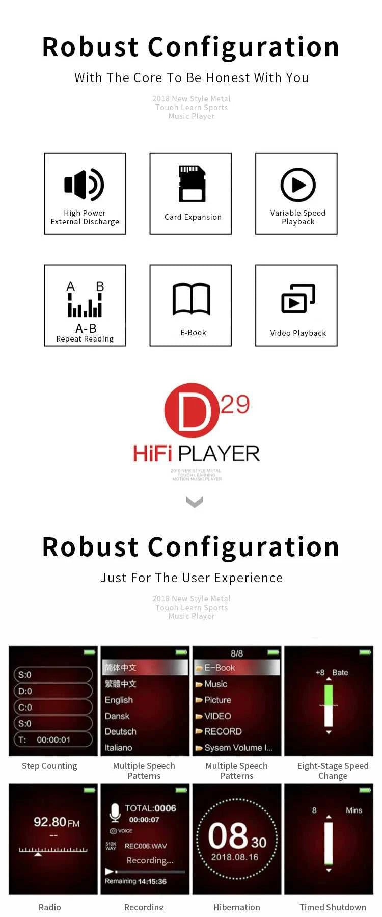 Bluetooth Music MP3 RUIZU D29 MP3 Player Portable Audio 8GB Music Player with Built-in Speaker Support FM,Recording,E-Book The jack market .AU The jack market .AU Accessories Electronics $ 85 14:193#blk;200001303:3860