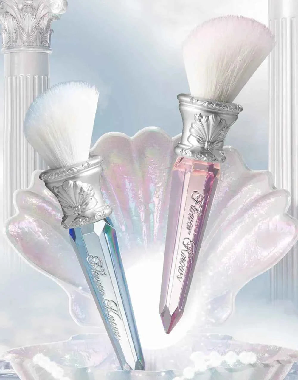 Flower KnowShell Jewel Butterfly Blush Brush - Cloud-Shaped Angled Bristles for Flawless Application