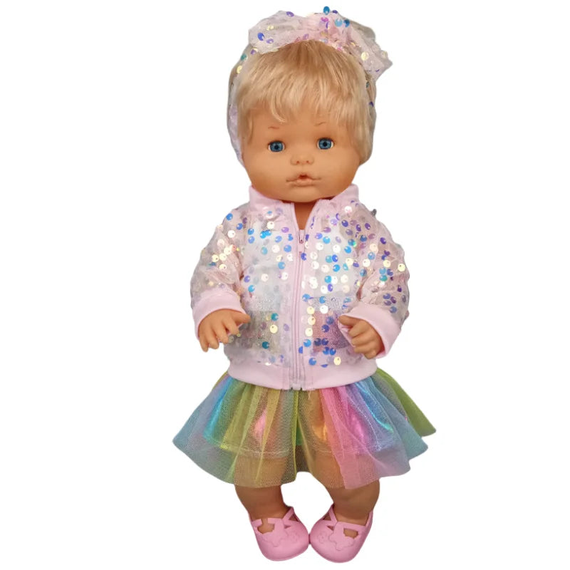 Nenuco 17-Inch Baby Doll Dress - Festive Christmas Tree Design with Red & Green Skirt for 40cm Dolls