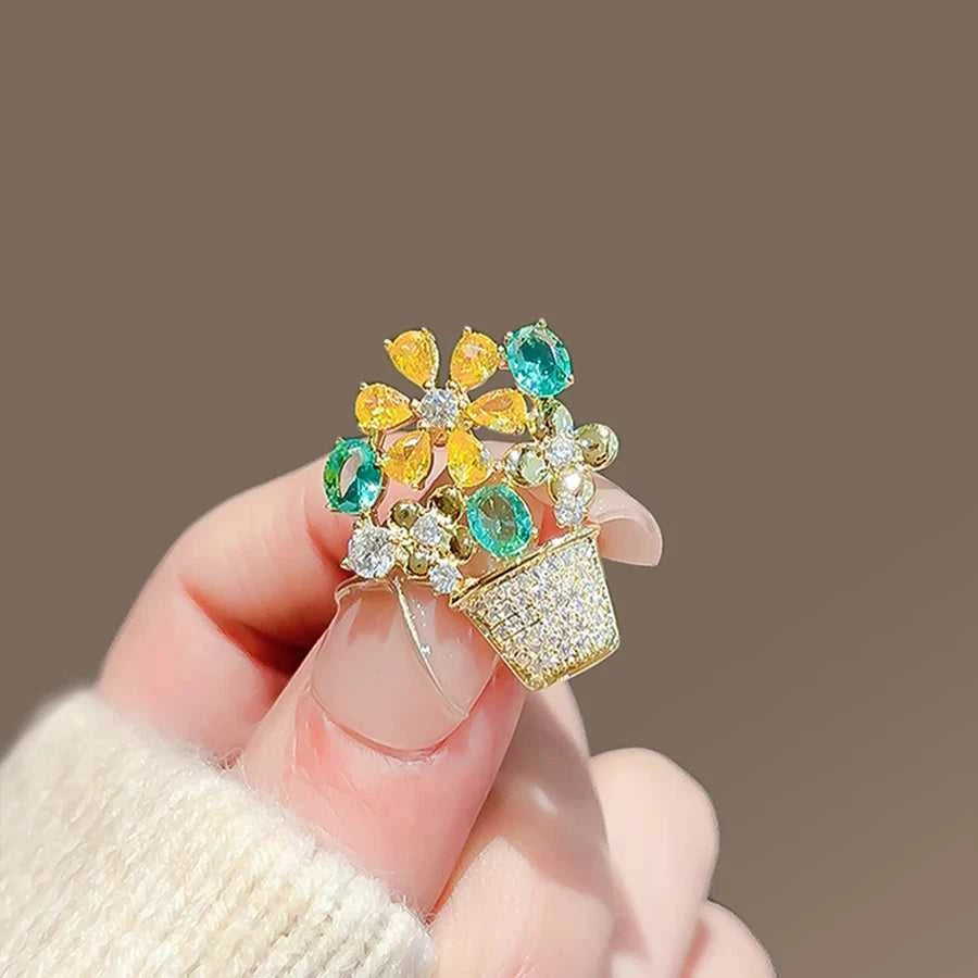 Delicate Zirconia Flower Brooches Elegant Multicolor Crystal Vase Beautiful Flowers Collar Pin Jewelry Gift Accessories Corsage The jack market .AU The jack market .AU Jewellery & Chains $ 52 200001033:347#XZ27