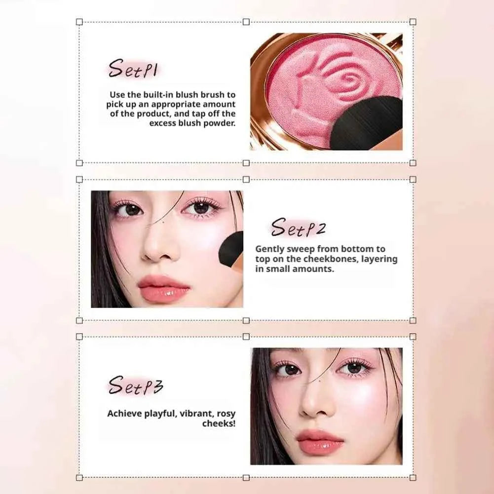 Radiant Rose 3-in-1 Blush Palette – Shiny & Matte Finishes for a Bright, Lasting Glow