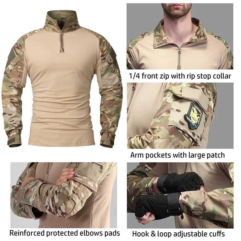 Men's Camouflage Tactical Shirt 1/4 Zip Long Sleeve Combat T Shirt Cotton Camo Uniform Airsoft Shirts The jack market .AU The jack market .AU Men Fashion $ 48 14:365458#CP;5:4182#CN XXL