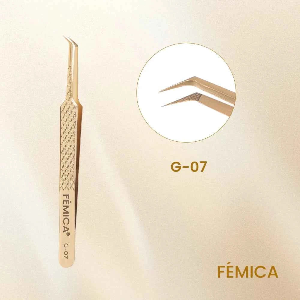Femica Precision Anti-Slip Eyelash Tweezers for Flawless Volume Lash Extensions & Eyebrow Grooming