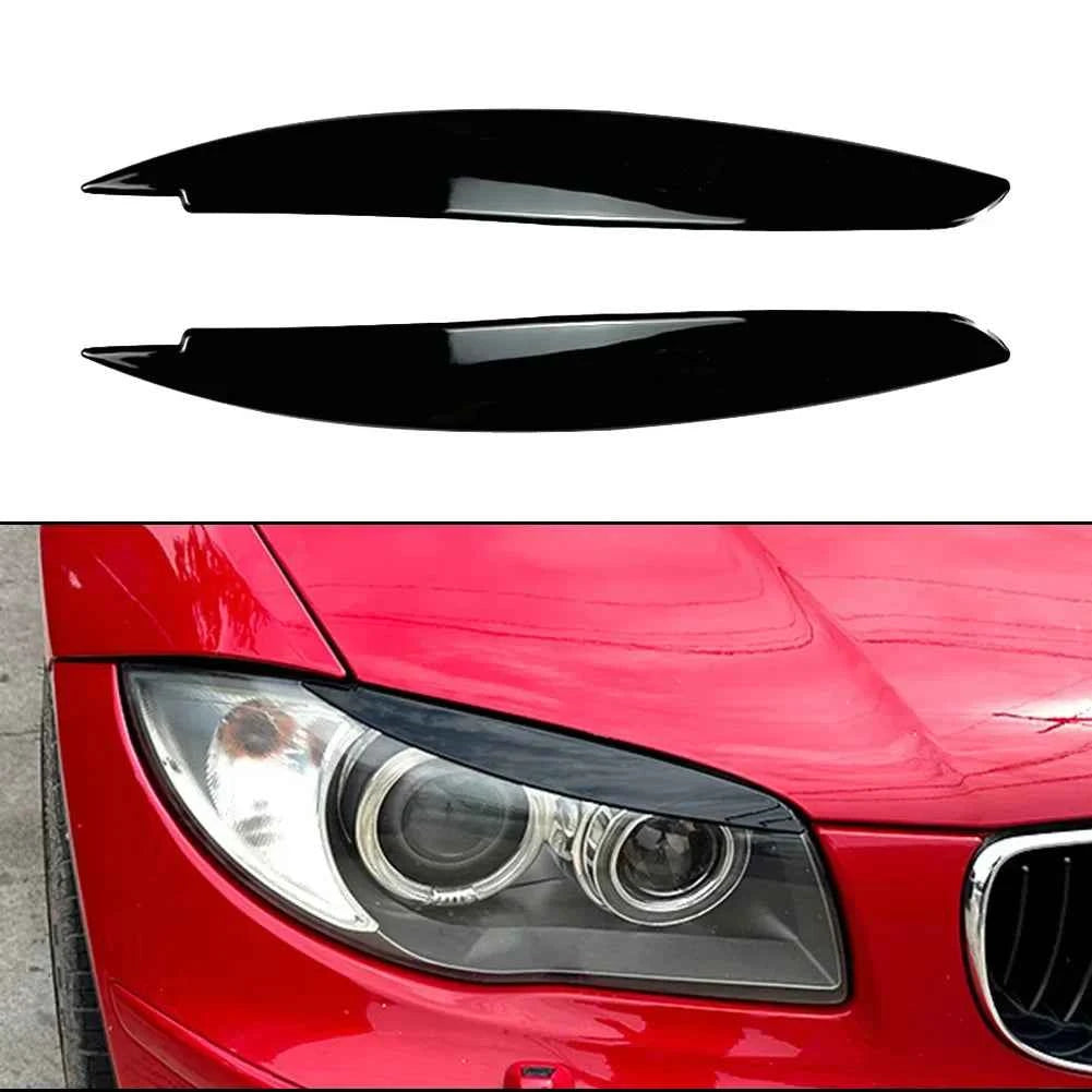 2pcs Car Headlight Eye Lid Covers Black Trim ABS Carbon Fiber Eye-catching For BMW 1 Series E87 E88 E81 E82 Eyelids Brows