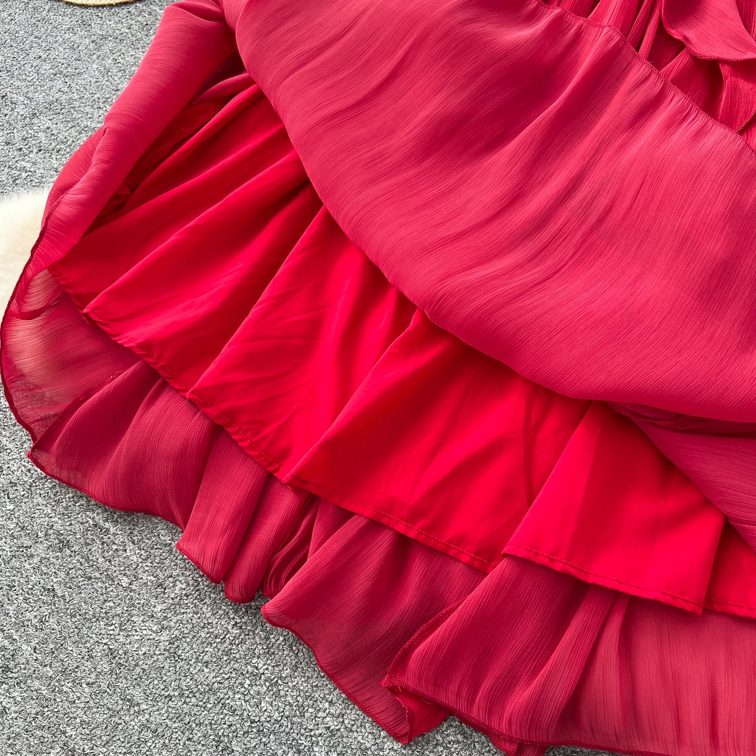 Spring Autumn Women Party Long Dress Elegant Female Red/Purple/Beige/Black Diamonds Patchwork Ruffle A-Line Maxi Vestidos New