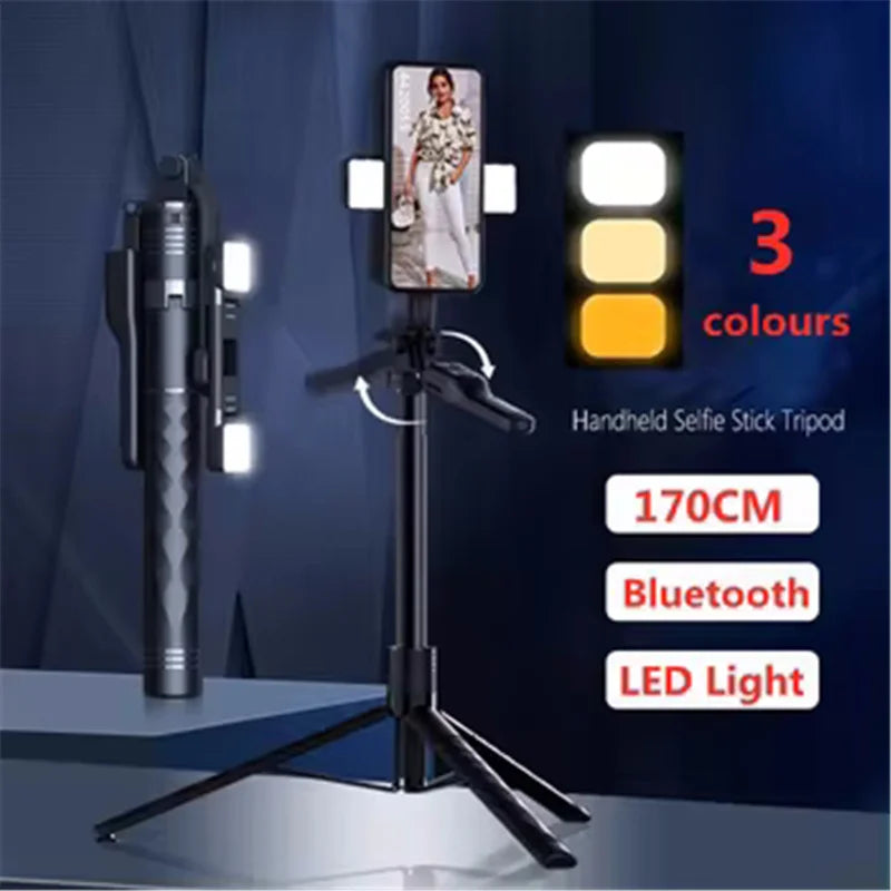 FANGTUOSI 2024 New Wireless Selfie Stick Tripod Foldable Stand For Gopro Action Cameras Smartphones Balance Steady Shooting Live