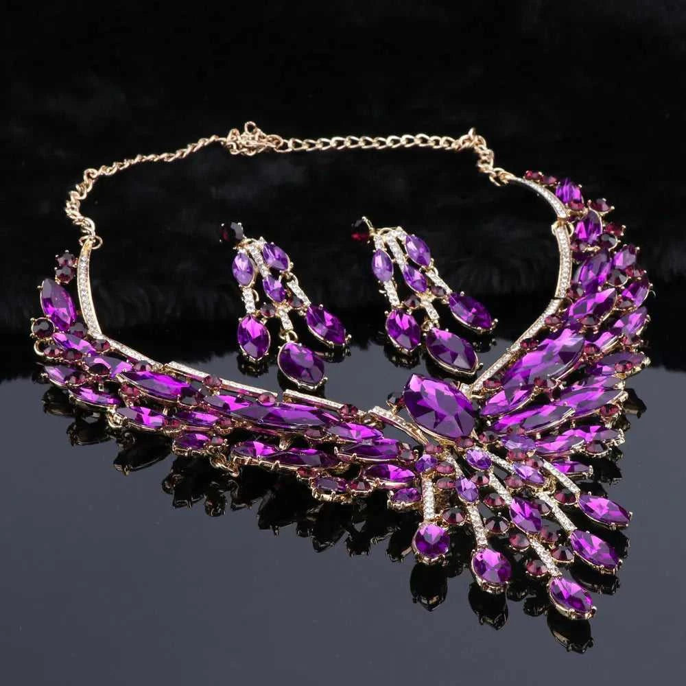 Crystal Bridal Jewelry Sets Wedding Party Costume Accessory Indian Necklace Earrings Set for Bride GorgeousJewellery Sets Women The jack market .AU The jack market .AU Jewellery & Chains $ 74 200001033:200003757#purple