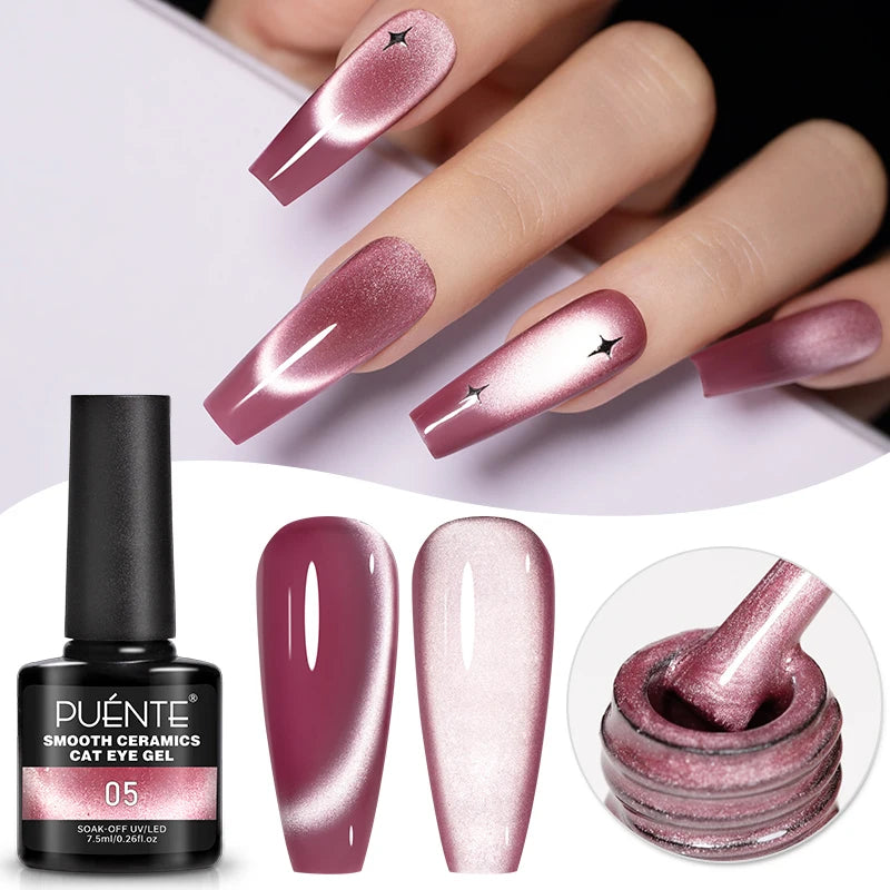 PUENTE Cat Eye Magnetic Gel Nail Polish - Vibrant Starry Galaxy Effect, Soak Off UV, 7.5ML