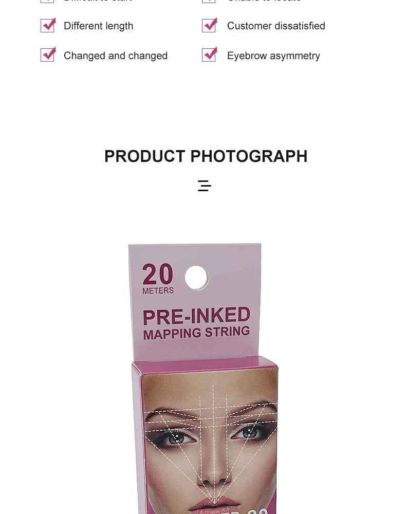 Microblading Mapping String - Liquid-Free Eyebrow Positioning Tool for Perfect Makeup Application