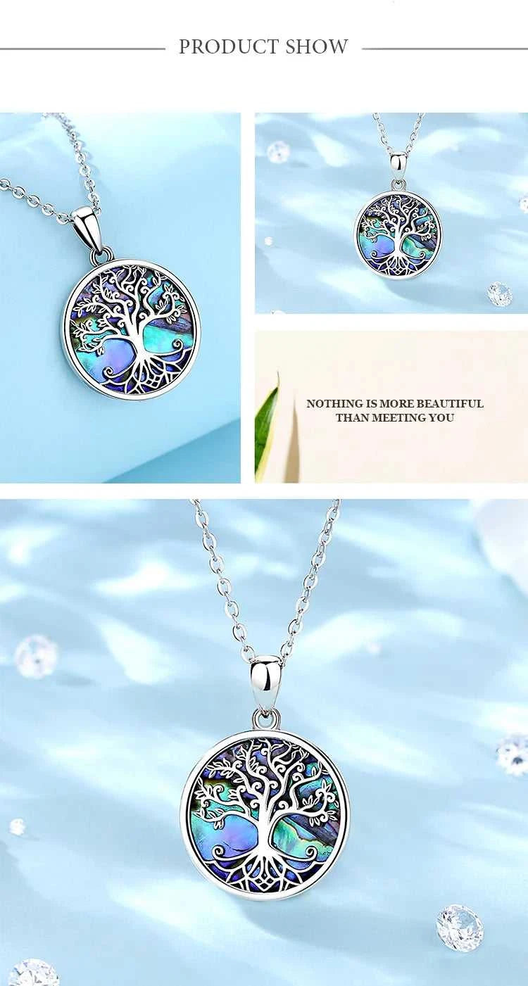 EUDORA New 925 Sterling Silver Tree of Life Pendant Necklace Abalone Shell Jewelry Elegant Fashion Party Gift The jack market .AU The jack market .AU Jewellery & Chains $ 93 200000226:193#with 18 inch chain