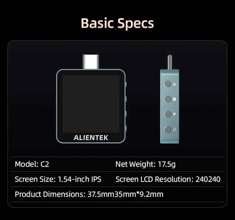 ALIENTEK USB Tester C2 Digital Voltmeter Charging Power Detector PD3.2 Battery Tester Fast Charge Detection Trigger