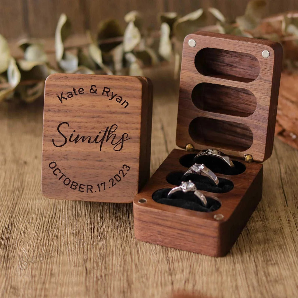 Custom Engraved Wooden Ring Box - Personalized Walnut Jewelry Holder for Engagement, Wedding, Anniversary, Proposal, and Gift St The jack market .AU The jack market .AU Jewellery & Chains $ 54 14:1052#RB604-Design 8