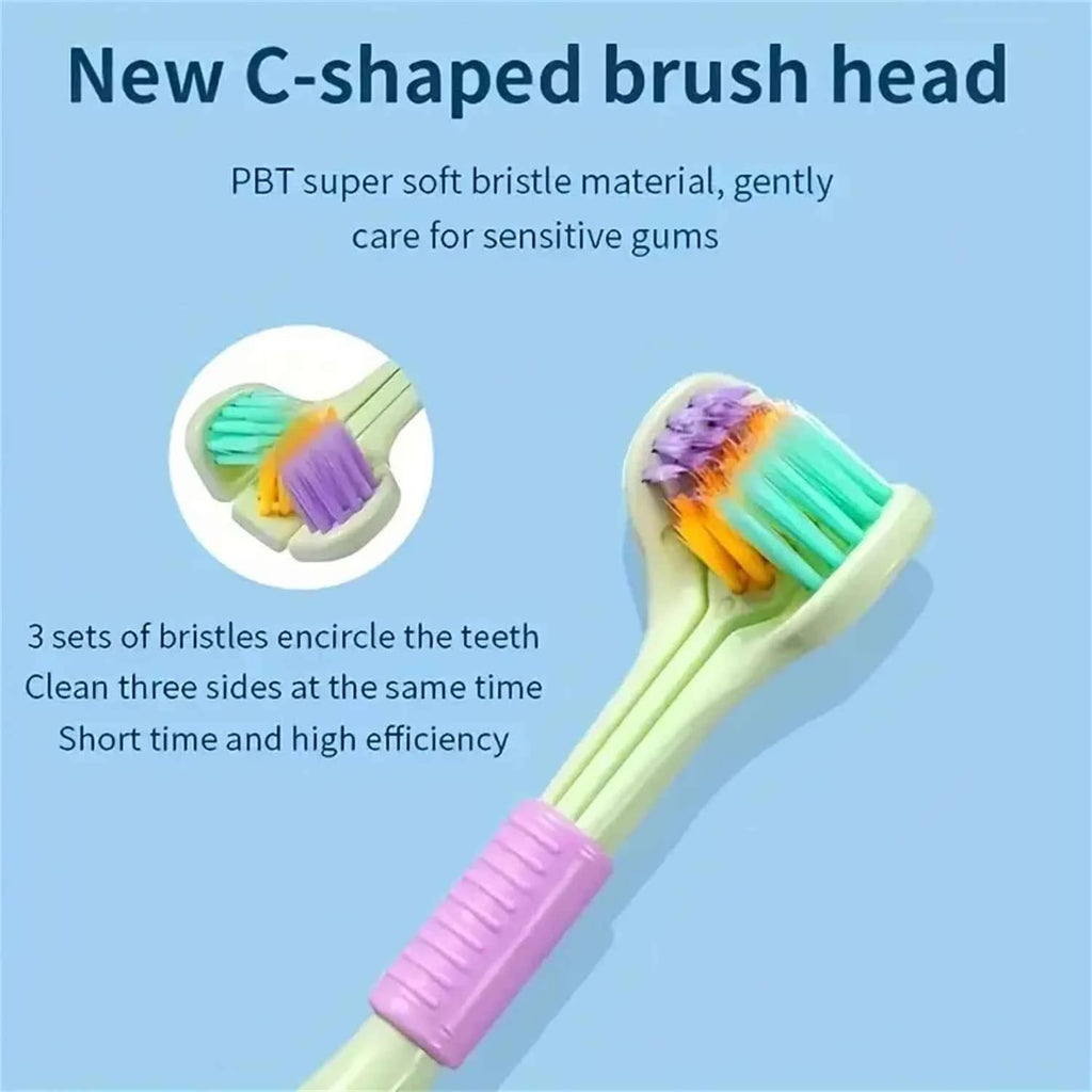 4pcs Soft Bristle 3-sided Toothbrush Gentle Clean Adult Teeth Brush for Complete Gum Care Autism Sensory Design Oral Health Tool