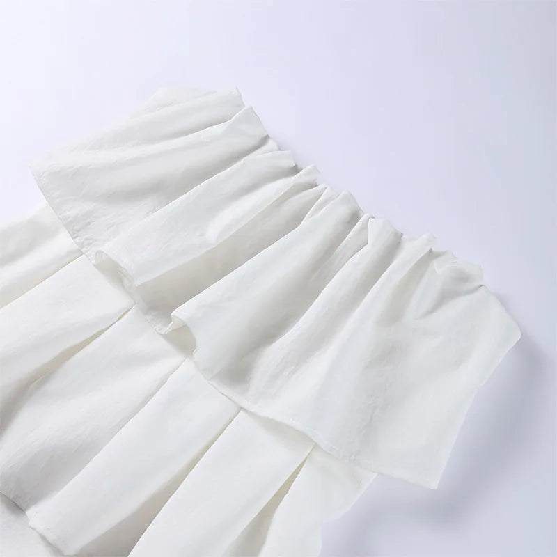 Elegant Pleated Sleeveless Long Dress Women White Slim Tube Party Dresses Female 2026 Spring New Fashion Street Maxi Robes