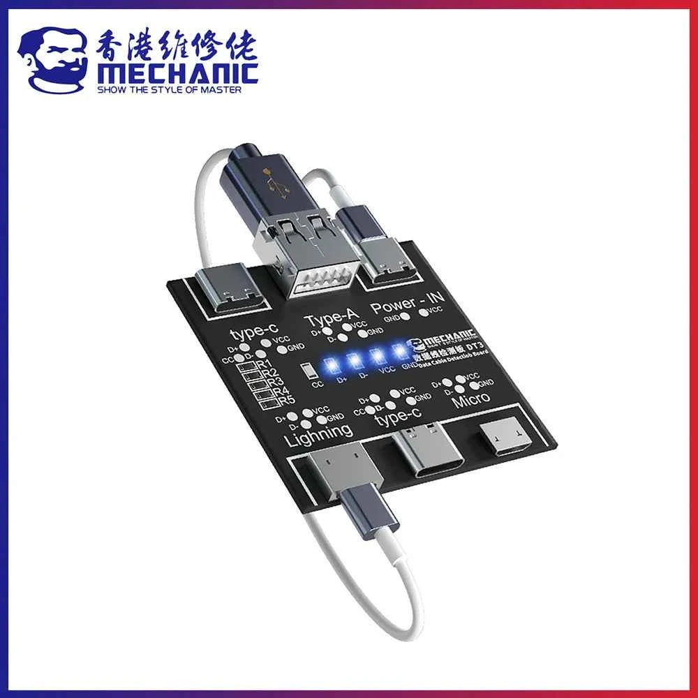 MECHANIC DT3 USB Cable Tester Data Cable Test PCB Board for IPhone Android USB Type-C Lightting Date Cable on-Off Detection