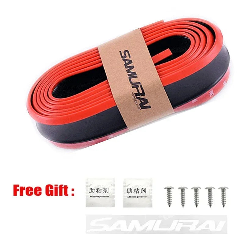 2.5M Car Front Bumper Lip Protector Carbon Fiber Rubber Splitter Chin Spoiler Side Skirt Rubber Anti Scratch Protector Body Kit