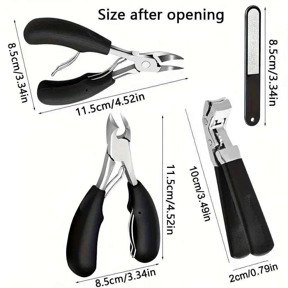 ElderCare Nail Clipper Set - 4pcs Extra Large Nail & Toe Clippers with Wide Mouth for Easy Use by Seniors