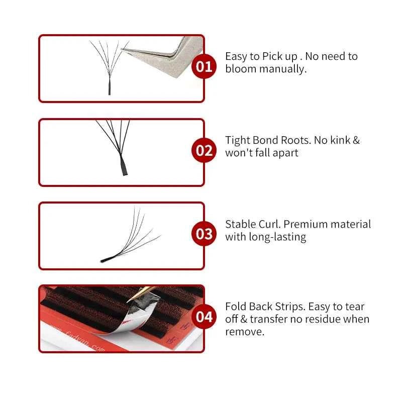 FADVAN W Shape 5D Cluster Lashes - 10Pcs Soft Natural Eyelash Extensions, 0.07mm, Perfect for Professionals